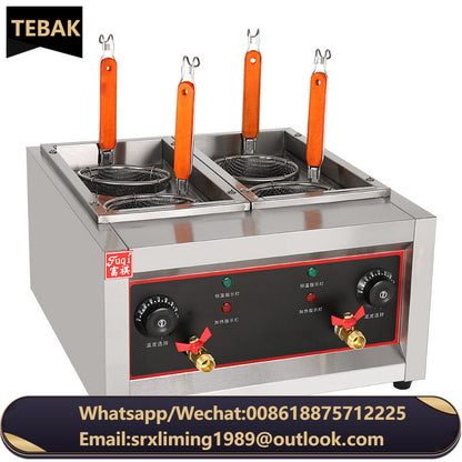 Popular Kitchen Appliances Commercial Heating Noodle Machines Six Heads Electric Noodle Cooker Hot Pot Fryer