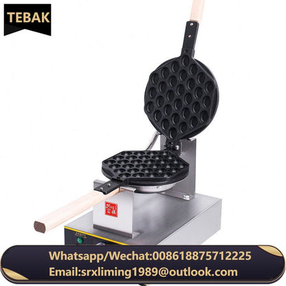 Eggy Maker Electric Bubble Waffle Maker 7.8'' NonStick Hong Kong Style Egg Waffle Iron Baker with Timer & Temperature Control