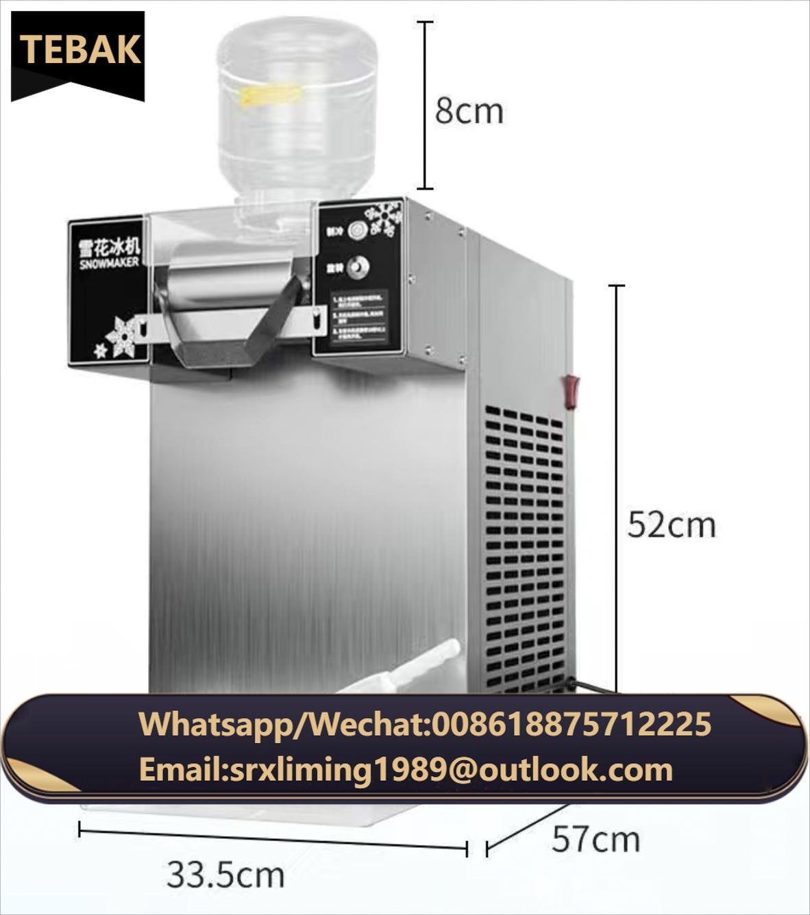 Coffee Ice-cream 1200W Water Cooling Auto Bingsu Machine Korean Flake Snow Ice Shaver Machine