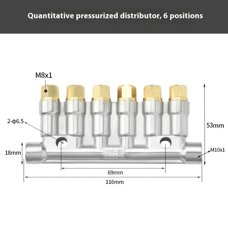 T8618 1-10 Way Volumetric Grease Oil Piston Divider Valve Lubrication System Oil Separator Valve Oil Distributor Manifold Block