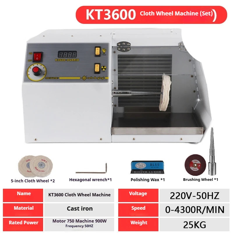 TEBAK KT3600 DM-5 Cloth Wheel Machine Polisher Machines Grinding Jewelry Metal Buffing Polishing Machines with Dust Collector
