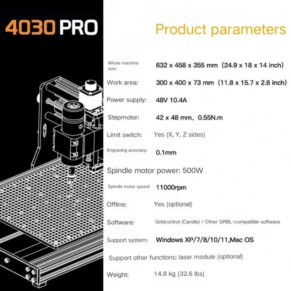 500W Extension Kit Upgrade to CNC 4030 Pro Laser Engraving Milling Machine 4030 Cnc Router 300x400