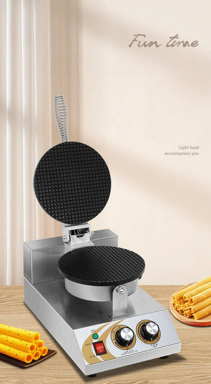 New Technology Stainless Commercial Double Cone Crispy Egg Roll Small Type Convenient Ice Cream Cone Machine Maker