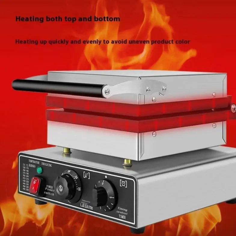 Tebak Commercial Square Waffle Maker 4Pcs Nonstick 2000W Stainless Steel Rectangle Belgian Waffle Maker Electric Waffle Machine