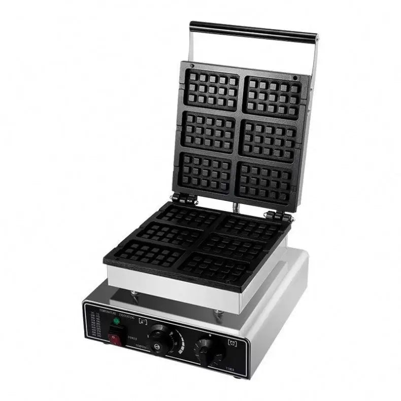 Tebak Commercial Square Waffle Maker 4Pcs Nonstick 2000W Stainless Steel Rectangle Belgian Waffle Maker Electric Waffle Machine
