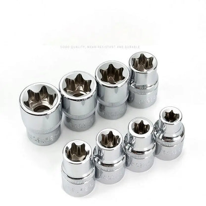 TEBAK Crv Material 14pcs/set E Torx Star Female Bit Sockets Set 1/2" 3/8" 1/4" Drive E4 - E24 Repair Tools Hand Tool Set Sleeve
