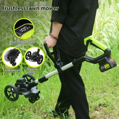 TEBAK Electric Wheeled Lawn Mower Brush Cutter Lawn Mower Polishing Weed Wackering Electric Lawn Mower Grass Weed Trimmer