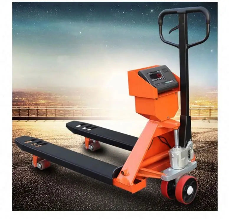 2t 3t Fork Lift Adjustable Pallet Jack Manual Scale Forklift Hand Pallet Truck With Weighing Scale