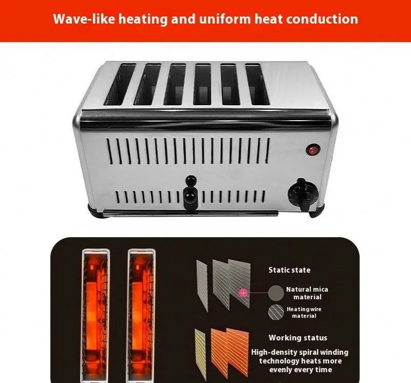 Toaster Stainless Steel Bread Bun Burger Electric Conveyor Commercial 4/6 Slice Bread Toaster Electric Bread Maker Toaster Oven