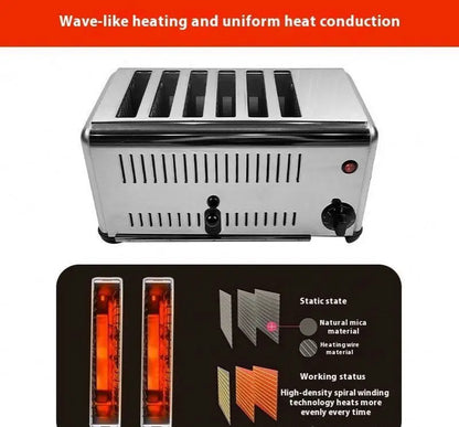 Toaster Stainless Steel Bread Bun Burger Electric Conveyor Commercial 4/6 Slice Bread Toaster Electric Bread Maker Toaster Oven