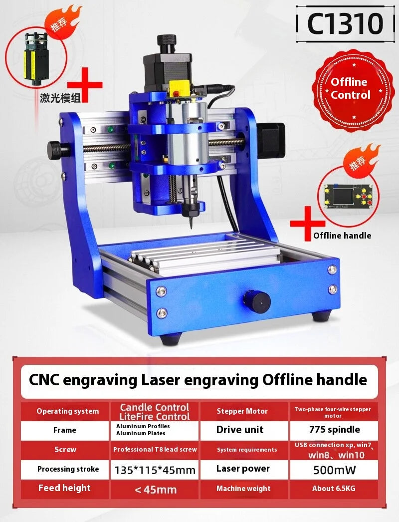 TEBAK JY-06 Portable Mini CNC Full Metal Frame Desktop Wood 3axis 1310 Programming Router and Laser Engraving Cutting Machine