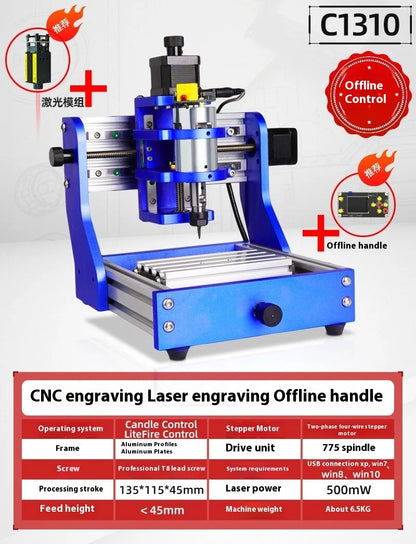 TEBAK JY-06 Portable Mini CNC Full Metal Frame Desktop Wood 3axis 1310 Programming Router and Laser Engraving Cutting Machine