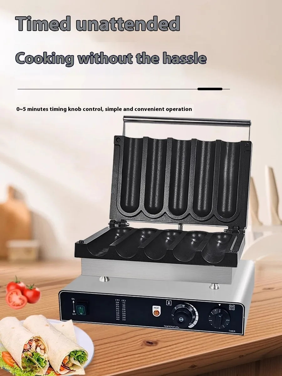 TEBAK Heating Chicken Rolling Machine Two Grids Five Grids Roll Machine Commercial Chicken Wraps Toaster With Digital Display