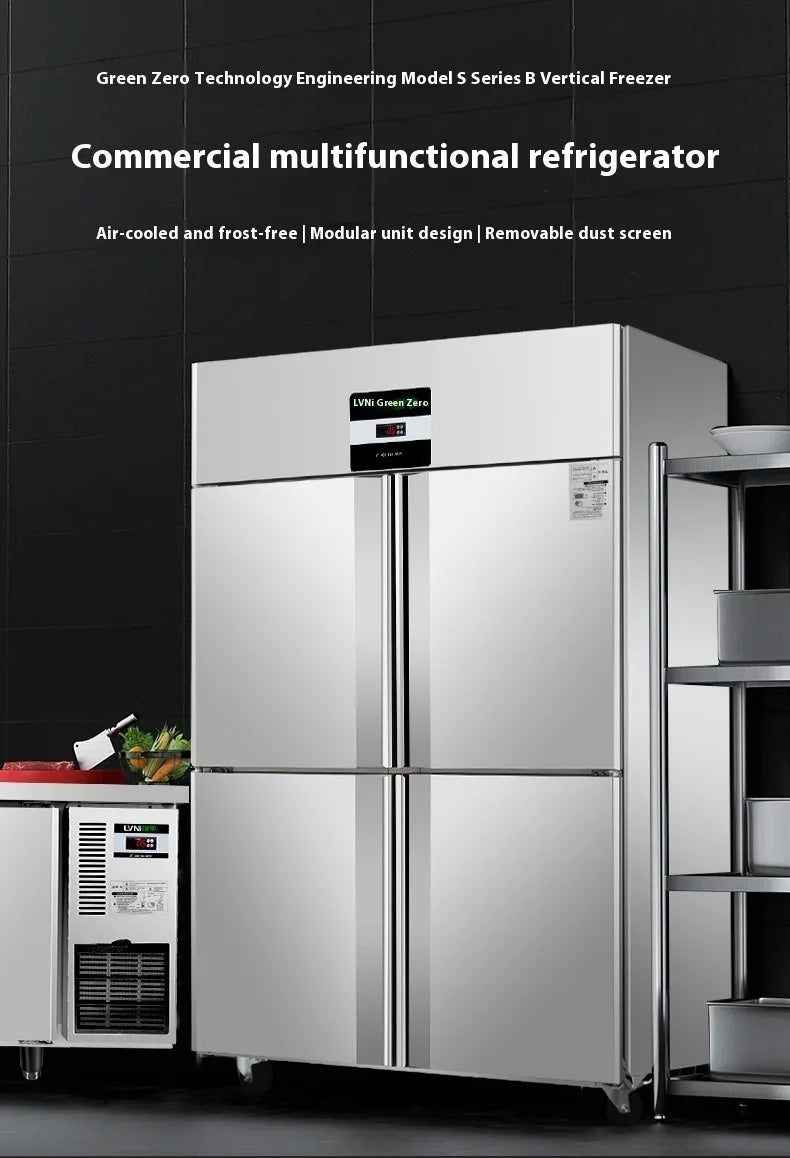 TEBAK Stainless Steel 6 Door Dual Temperature Freezer Hotel Restaurant Commercial Upright Kitchen Refrigerator Freezer