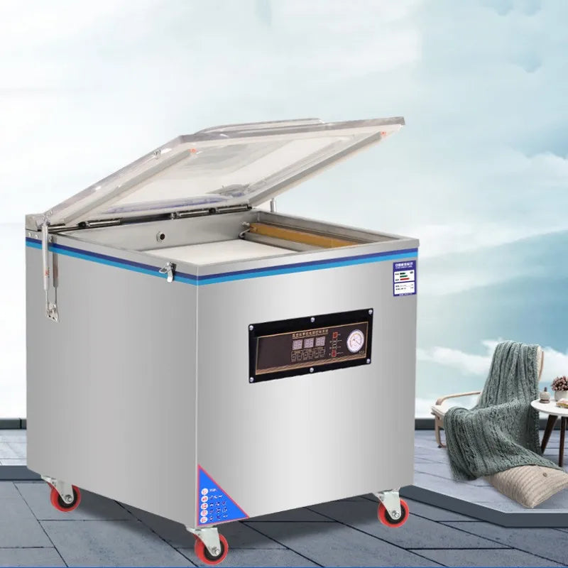 TEBAK Frozen Chicken Packaging Vacuum Machine Double Chamber Packing Automatic Mini Cheese Seafood Meat Coffee Brick