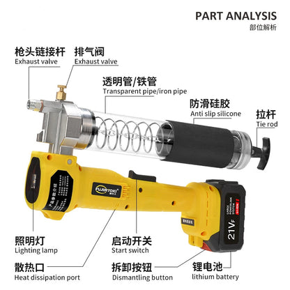 TEBAK Cordless Electric 21V Grease Lubrication Pump High Pressure Automatic Grease Gun Include Battery with Carrying Case