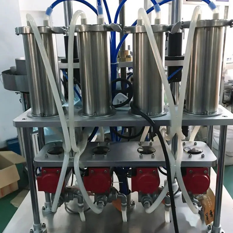 Automatic 4 Heads Silver Vacuum Perfume Weighing Filling Making Machine WITH Liquid Filling Line Wine Pump Small High Precision