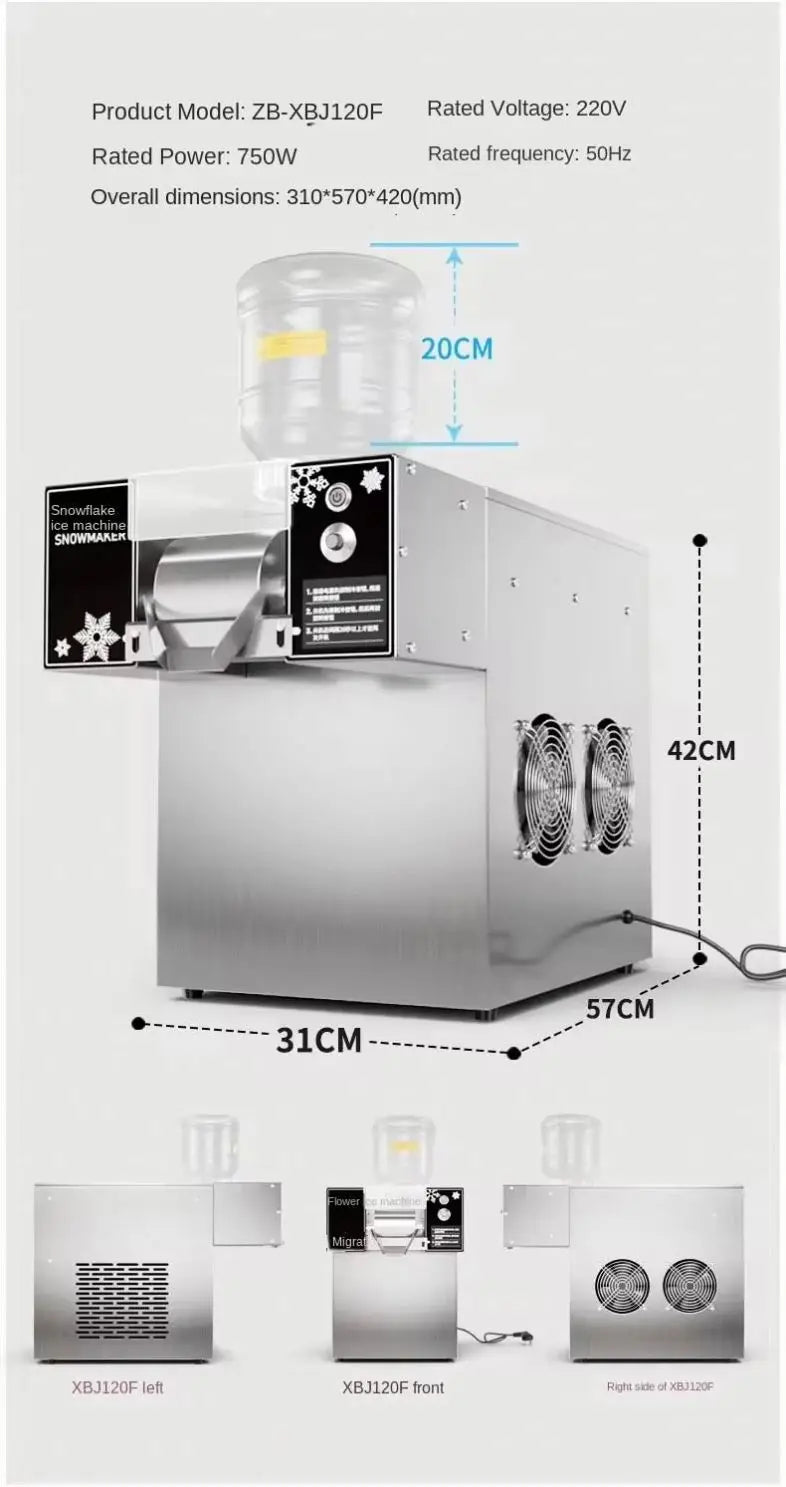 Coffee Ice-cream 1200W Water Cooling Auto Bingsu Machine Korean Flake Snow Ice Shaver Machine