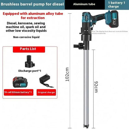 Li Battery Drum Barrel Oil Diesel Fuel Water Transfer Pump Electric Power Barrel Pump Machine Electric Water Pump 12v