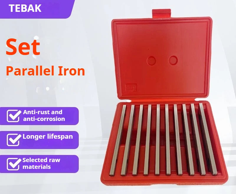 TEBAK 1/8\" Thick X 6\" Long 10 Pairs Machinist Thin Parallel Block Bar Tool Set Steel Material with 2 Holes for CNC Machine