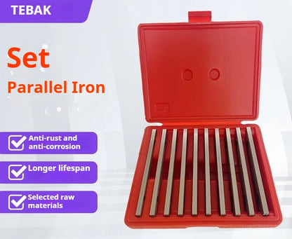 TEBAK 1/8\" Thick X 6\" Long 10 Pairs Machinist Thin Parallel Block Bar Tool Set Steel Material with 2 Holes for CNC Machine