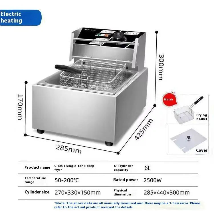 TEBAK High Quality Electric Deep Fryer Multifunctional Commercial Fryer Rapid Heating up Fryer Machine with Basket & Lid & Timer