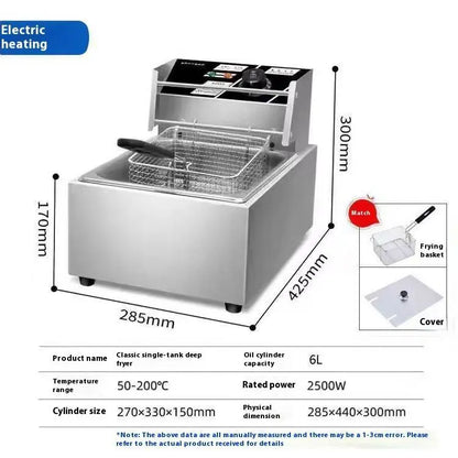 TEBAK High Quality Electric Deep Fryer Multifunctional Commercial Fryer Rapid Heating up Fryer Machine with Basket & Lid & Timer
