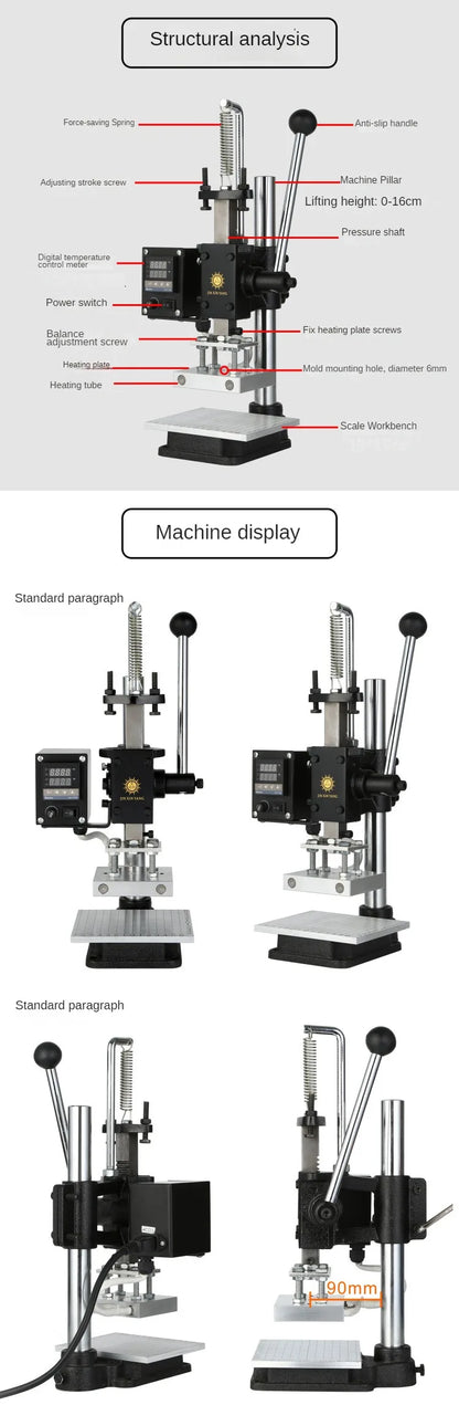 A TEBAK Manual Leather Paper Wood Machine Heat Press Machine Letters Hot Foil Stamping Machine