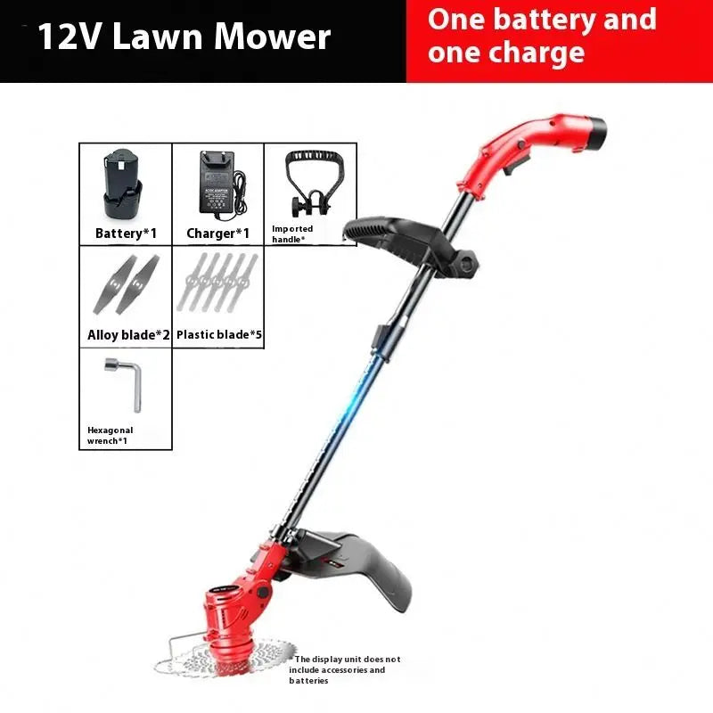 Portable Lightweight 21V Cordless Electric Grass Trimmer Weed Eater with 1 Rechargeable Battery and Folding Handle for Lawn Use