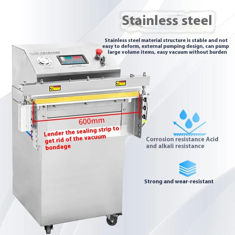 TEBAK VS-600SS Stand Type Automatic Stainless Steel External Nitrogen Gas Flushing Fish Sealing Packing Machine
