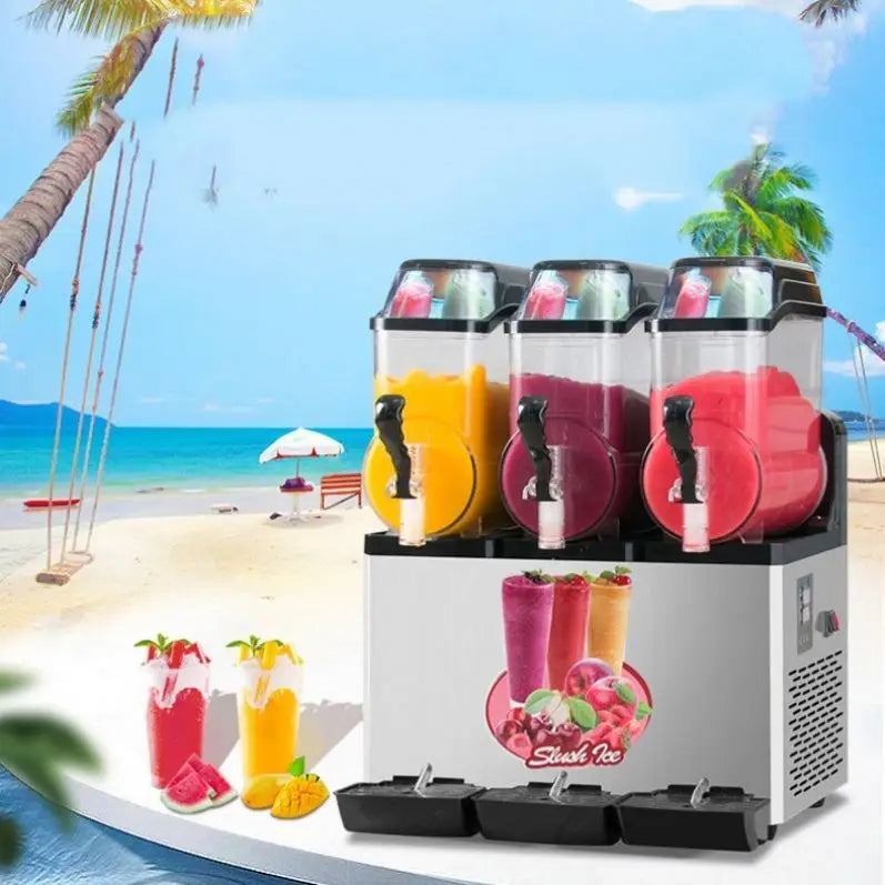 TEBAK Electric Granita Ice Double Tank Frozen Drink Machine Commercial Slush Making Machine Soft Drink Slushy Margarita Mesin