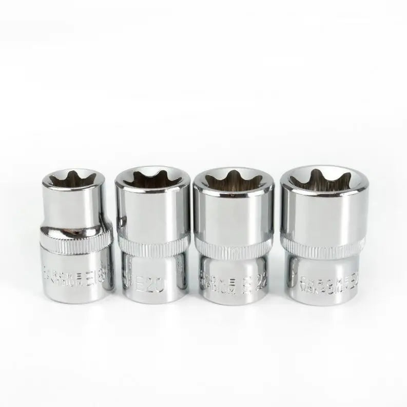 TEBAK Crv Material 14pcs/set E Torx Star Female Bit Sockets Set 1/2" 3/8" 1/4" Drive E4 - E24 Repair Tools Hand Tool Set Sleeve