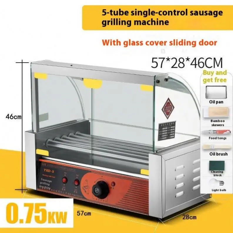 Electric 304 Stainless Steel Rollers Commercial Sausage Hot Dog Rolling Grill Machine