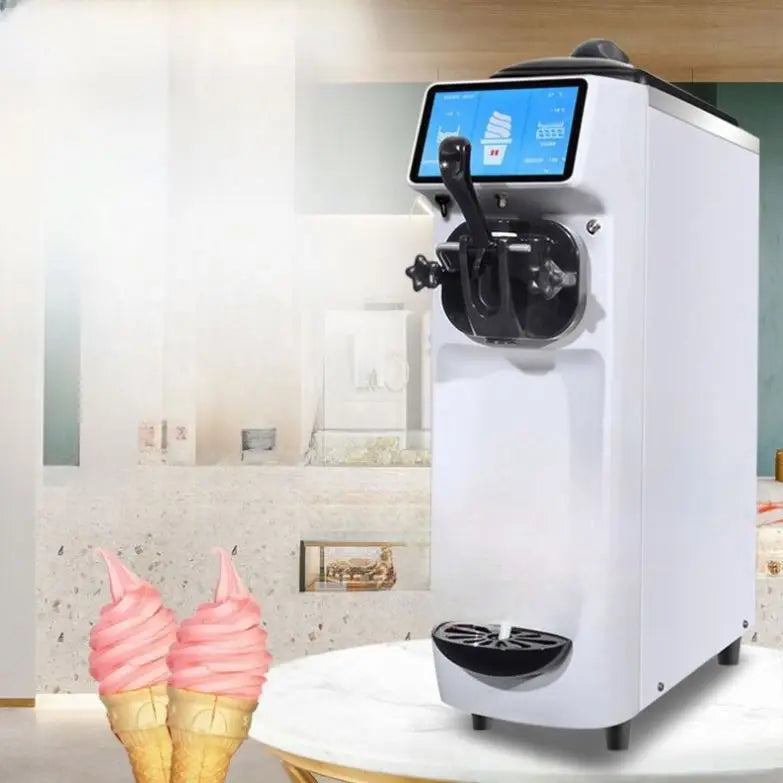 Small Desktop Ice Cream Cone Maker Commercial 3 Flavor Soft Ice Cream Maker Machine