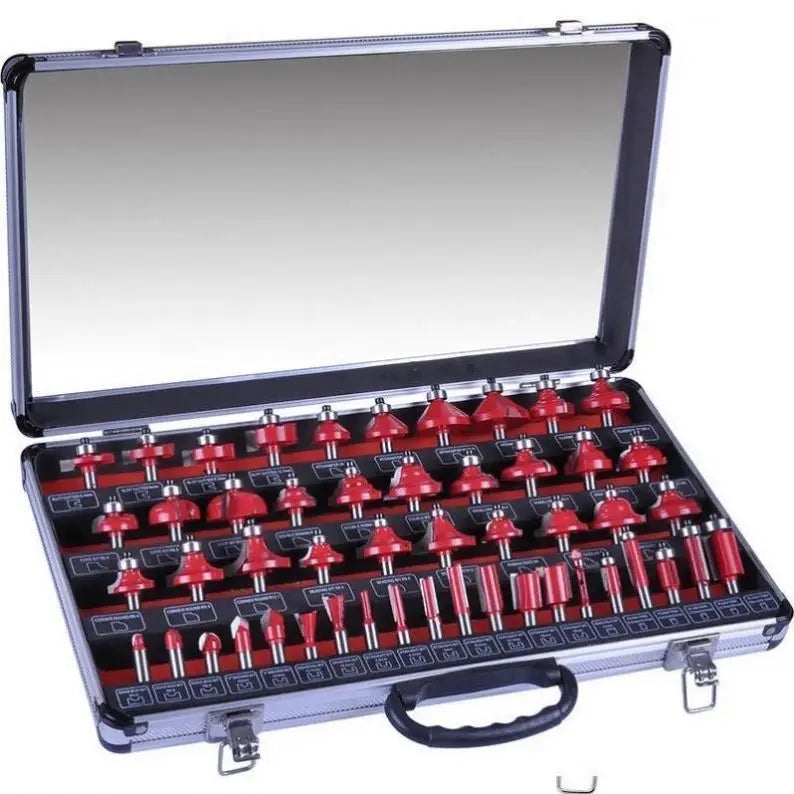 TEBAK 1/2 1/4 8mm Woodworking Milling Cutters Wooden Box Sets Trimming End Mill Straight Edges Router Bit with Rounded Corners