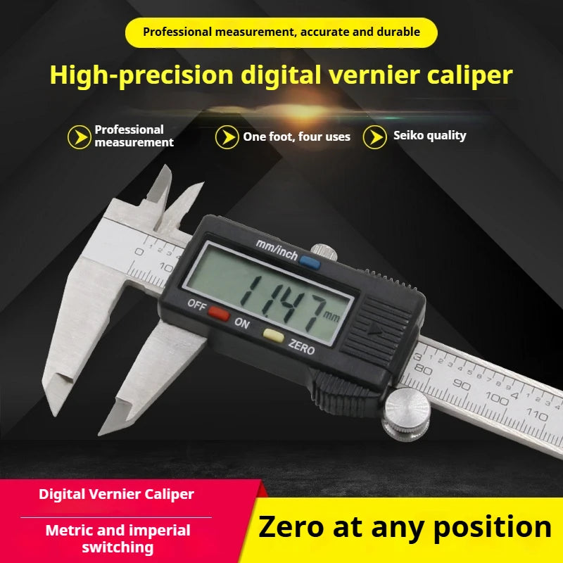TEBAK Electronic Digital Vernier Caliper 150mm Carbon Fiber Composites Stainless Steel Micrometer Measuring Tool Digital Ruler