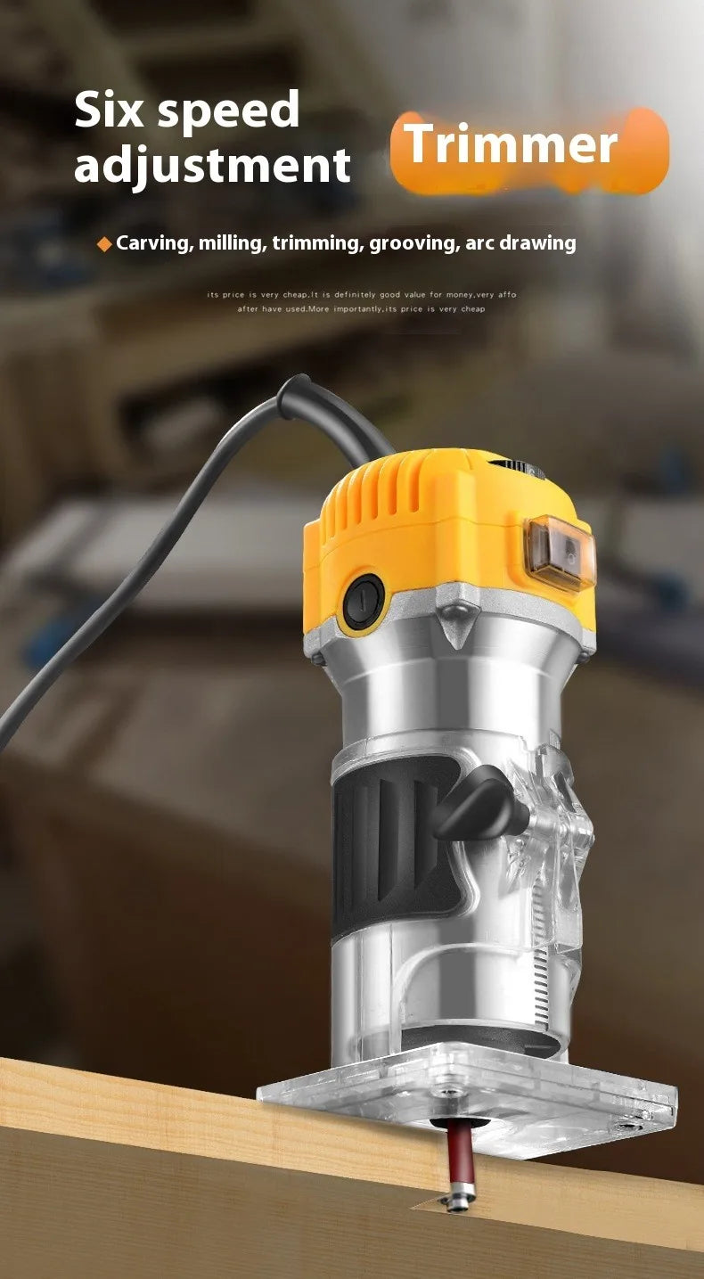 6.35mm Milling Cutter 220V/ 1300W Electric Wood Edge Trimmer Machine Aluminum Alloy Speed Adjustable Woodworking Hand Trimmer