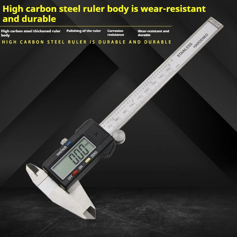 TEBAK Electronic Digital Vernier Caliper 150mm Carbon Fiber Composites Stainless Steel Micrometer Measuring Tool Digital Ruler