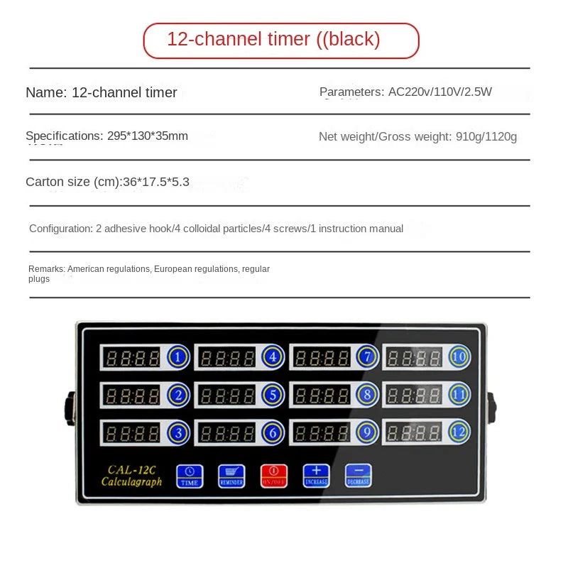 Restaurant Stainless Steel Burger Calculagraph Mechanical Timer Commercial Digital 8 Channels Kitchen Timer for Fried Food