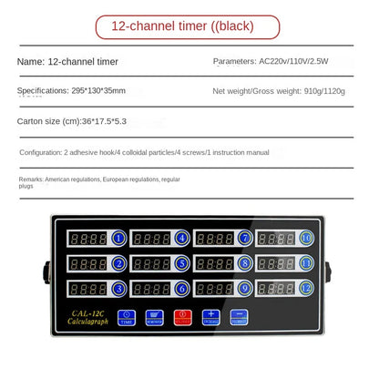 Restaurant Stainless Steel Burger Calculagraph Mechanical Timer Commercial Digital 8 Channels Kitchen Timer for Fried Food