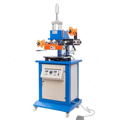 TK-22 Pneumatic Leather Logo Embossed Semi-Auto Plate Hot Stamping Machine for Fabric Labels Silk Ribbon  Satin Leather Taffeta