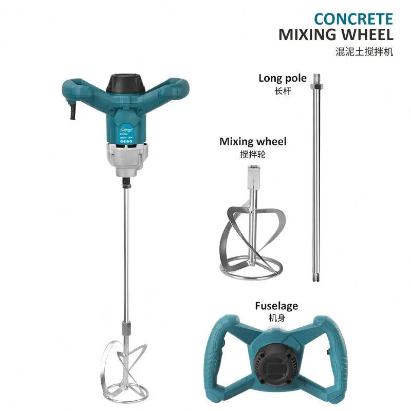 TEBAK Electric Mixer Variable Speed Paint Cement Agitator Power Action Electric Concrete Hand Mixer Drill Paint Mixing Mixer