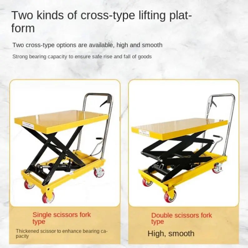 Hydraulic Lifting Platform 500kg 1100lbs 0.5ton Manual Hydraulic Single Scissor Lift Table
