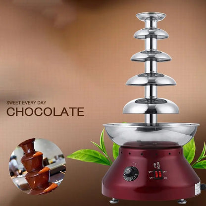 4/5/6/7 Layer Commercial Chocolate Fountain Machine Chocolate Drizzle Heating Waterfall Machine Chocolate Coating Machine