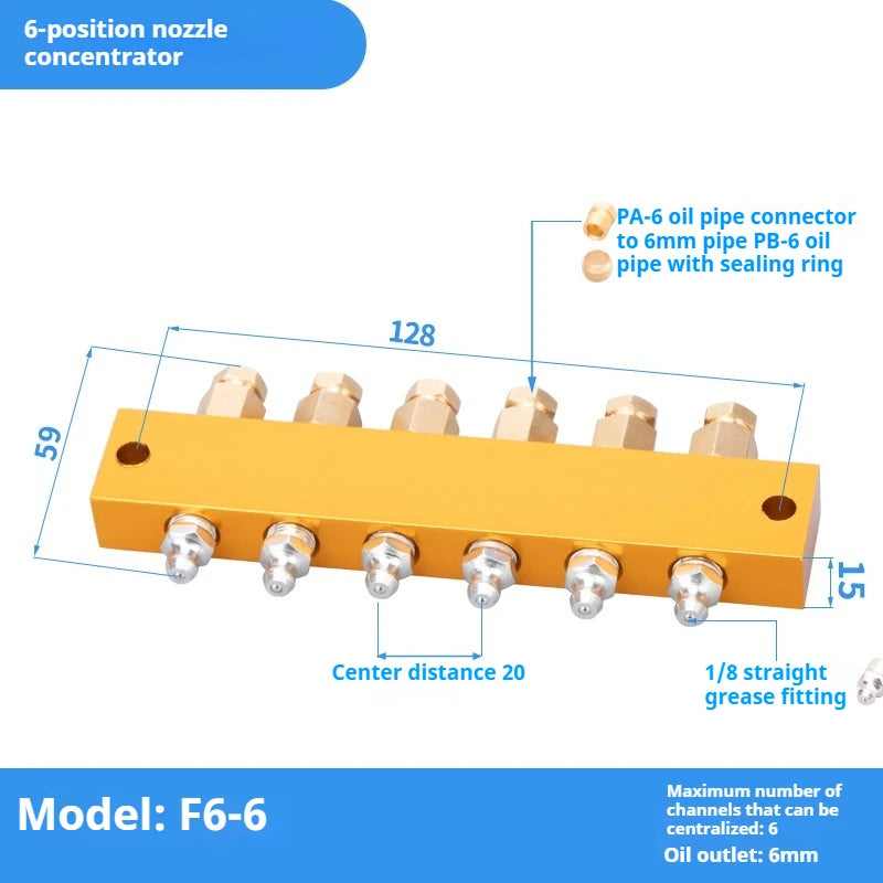 Pneumatic Adjustable Oil Distributor and Lubrication System Distribution Valve Pneumatic Plug in Connector Hose Air Distributor