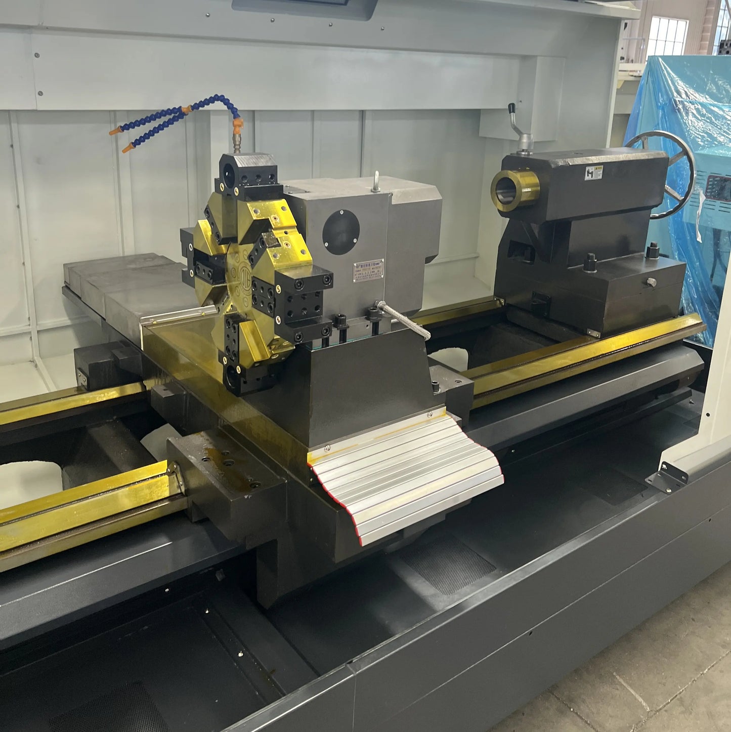 TEBAK CNC Lathe Machine Flat Bed 1100 W Lathe Machine 3000QK1327 Double Chuck CNC Pipe Threading Lathe Machine