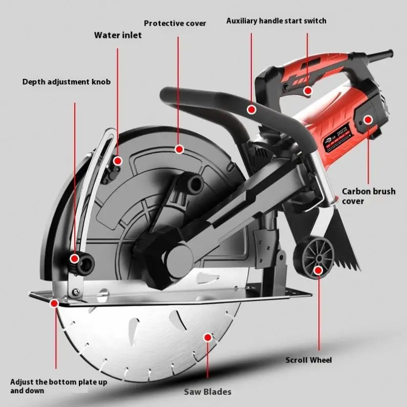 TEBAK Wall Slotting Machine Handheld Concrete Groove Slotting Grooving Machine Electric Wall Chaser Brick Wall Cutting Machine