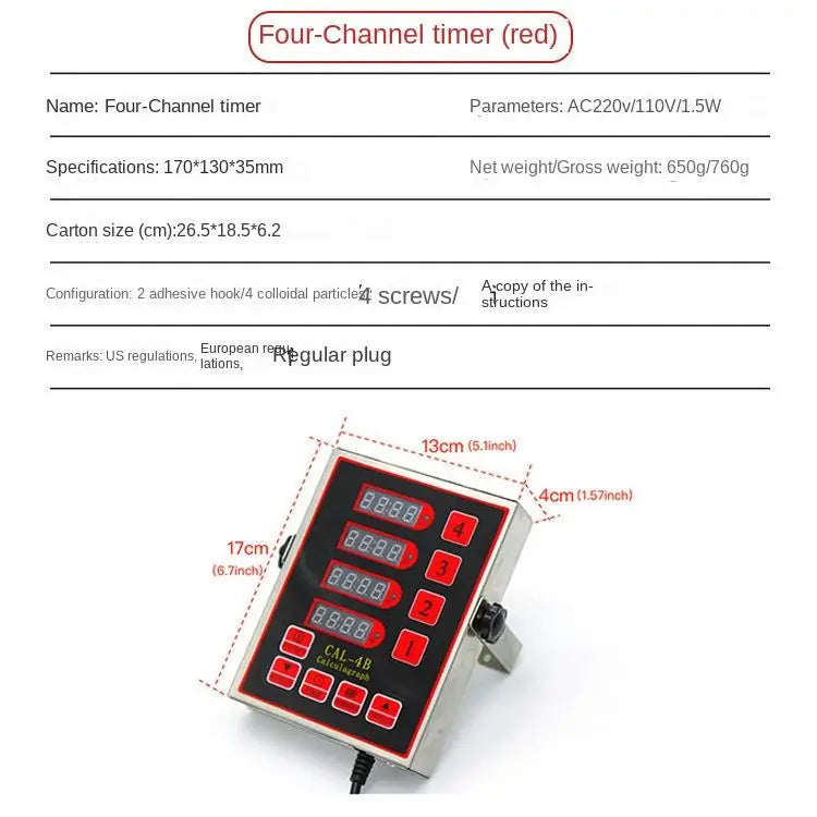 Restaurant Stainless Steel Burger Calculagraph Mechanical Timer Commercial Digital 8 Channels Kitchen Timer for Fried Food