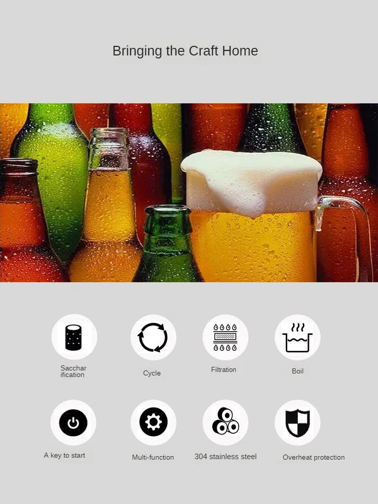 TEBAK Home Brewing Equipment Craft Beer Brewing Equipment 40L/60L All in One Microbrewery Beer Machine Electric Brewing System