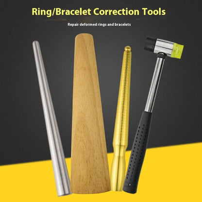 TEBAK Jewelry Round Wood Bracelet Steel Ring Mandrel Jewelry Making Measuring Tools Kits Bangle Stick Oval Wood Bracelet Mandrel